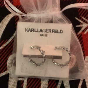 Karl Lagerfeld Textured Silver Earrings NWT $30